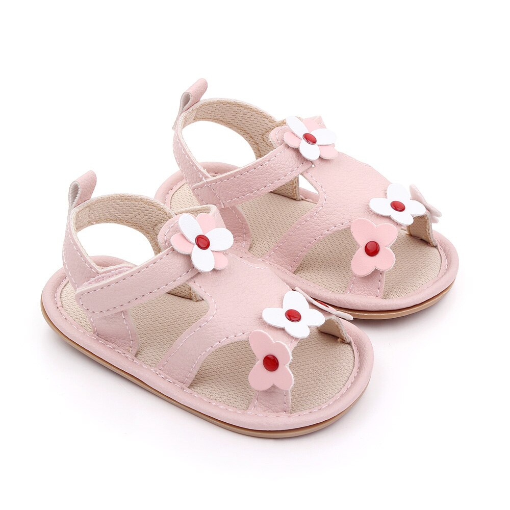 Sommerliche sandalen für babys und kleinkinder, mädchen, prinzessinnenschuhe mit 3d blumen, rutschfeste pu-gummischuhe