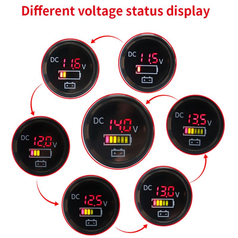 Voltmètre de batterie pour bateau, moniteur de tension IP67, 12V/24V DC