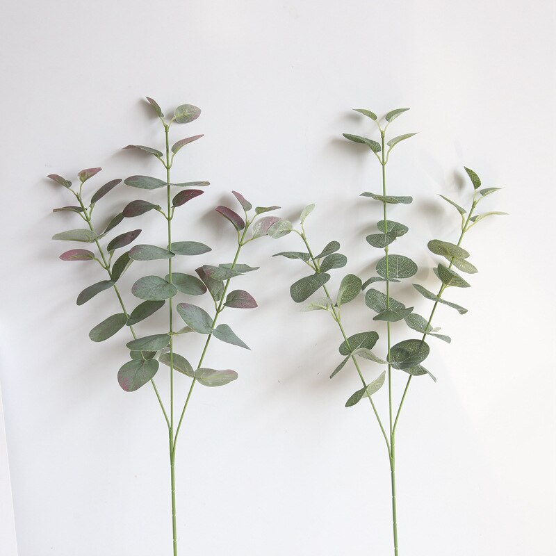 Kunstige blade gren retro grøn silke eukalyptus blad til boligindretning bryllup planter kunststof løv værelse dekoration 68cm