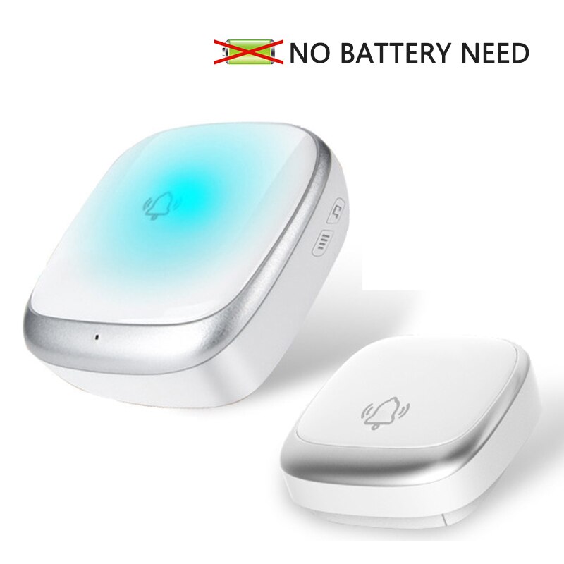 Colorful Wireless Doorbell Waterproof Self-powered Button 38 Chimes Outdoor House Door Bell Sets EU Plug-in No Battery Need