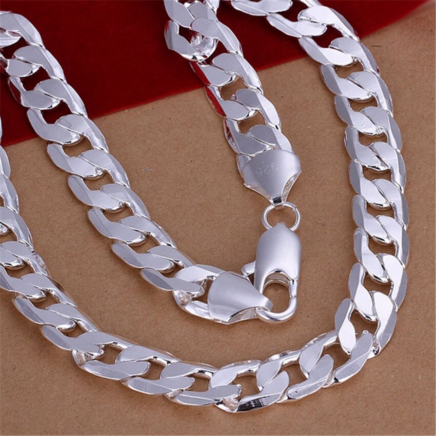 18-30Inch 925 Sterling Zilver 12Mm Ketting Grote Noble Mooie Charm Solid Mannen Vrouwen Top Prachtige Sieraden