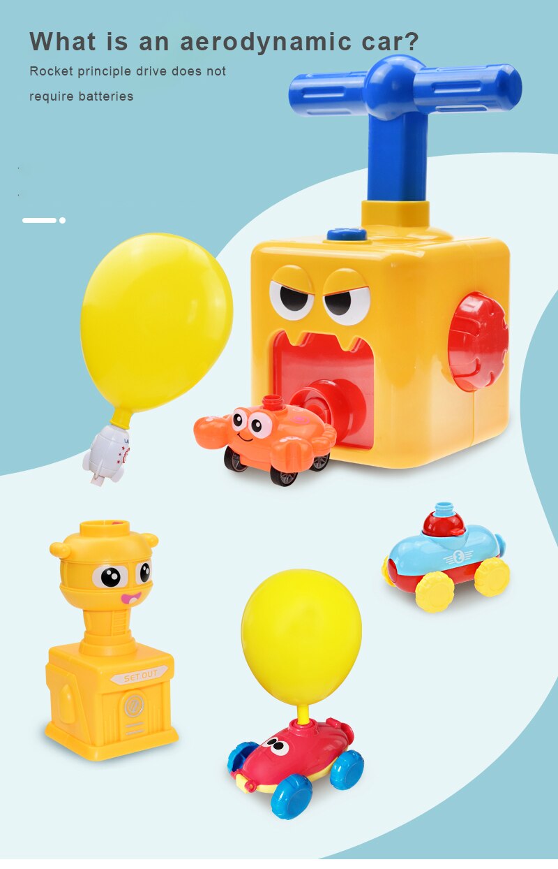 Inertie Ballon Launcher En Aangedreven Auto Set Voor Kids Experiment Craft Speelgoed Willekeurige Kleur Voertuigen Aanwezig