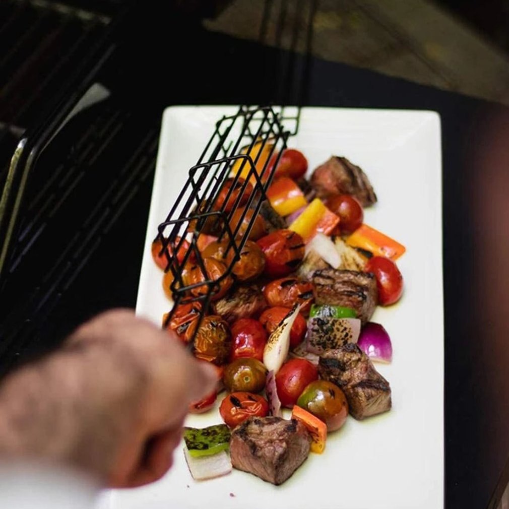 BBQ Grill Mesh Stainless Steel Barbecue Meshes Portable Non-stick Grilling Mesh Barbecue Basket Kitchen Accessories BBQ Tools