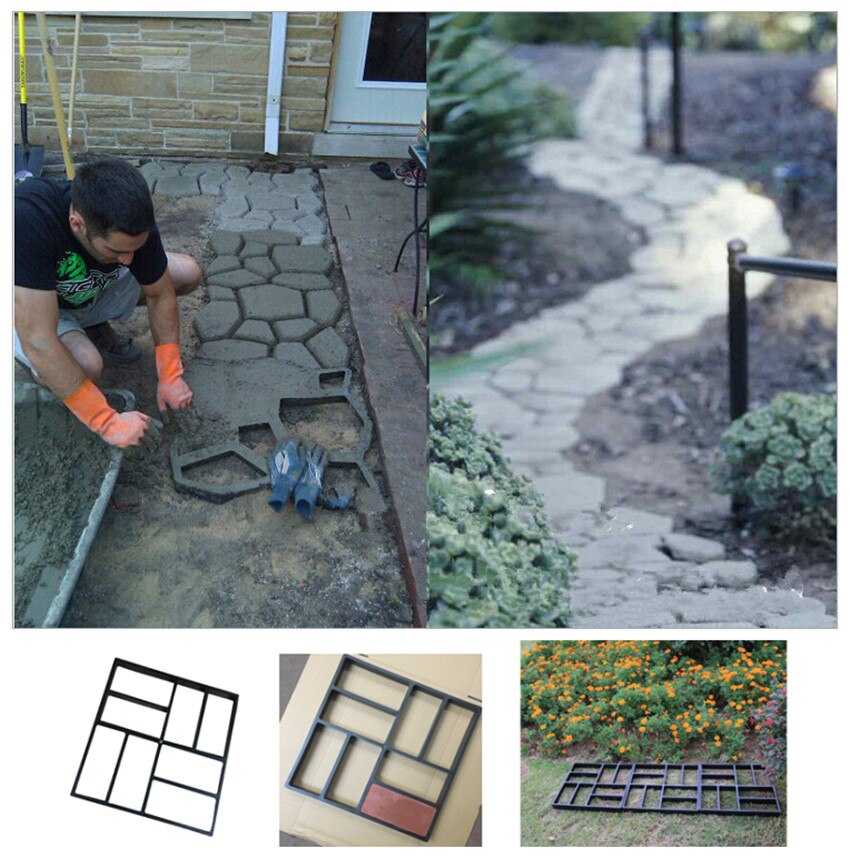 DIY Path Maker Mold Driveway Paving Brick Patio Concrete Slabs Path Pathmate Garden Fence Walk Maker Mould Manually Molds