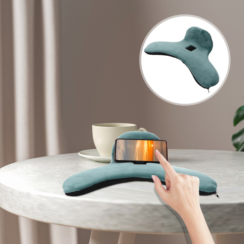 1pc Phone Stand Tablet Pillow Cushion Phone Support Phone Pillow Cushion for Bed: Peacock blue