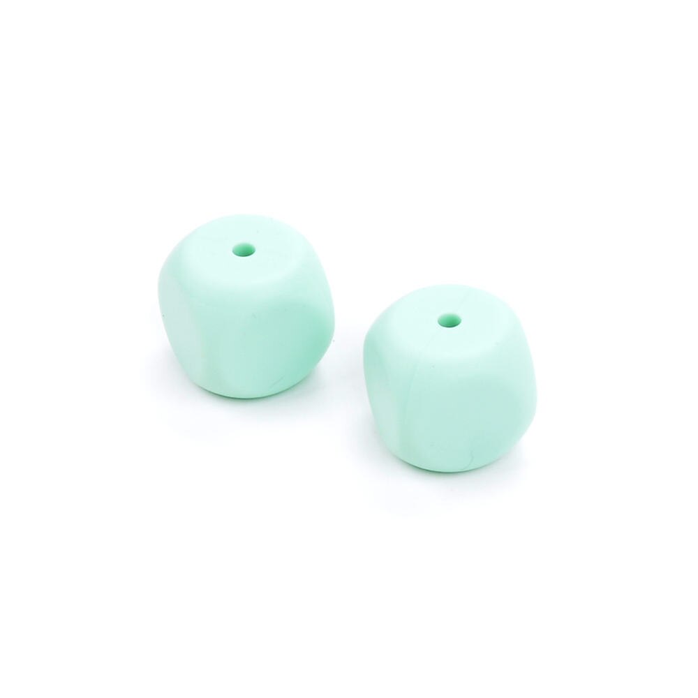 LOFCA-Cuentas sueltas de silicona para dentición de bebé, mordedor de silicón, joyería para masticar, collar sin BPA, 10 Uds.: mint
