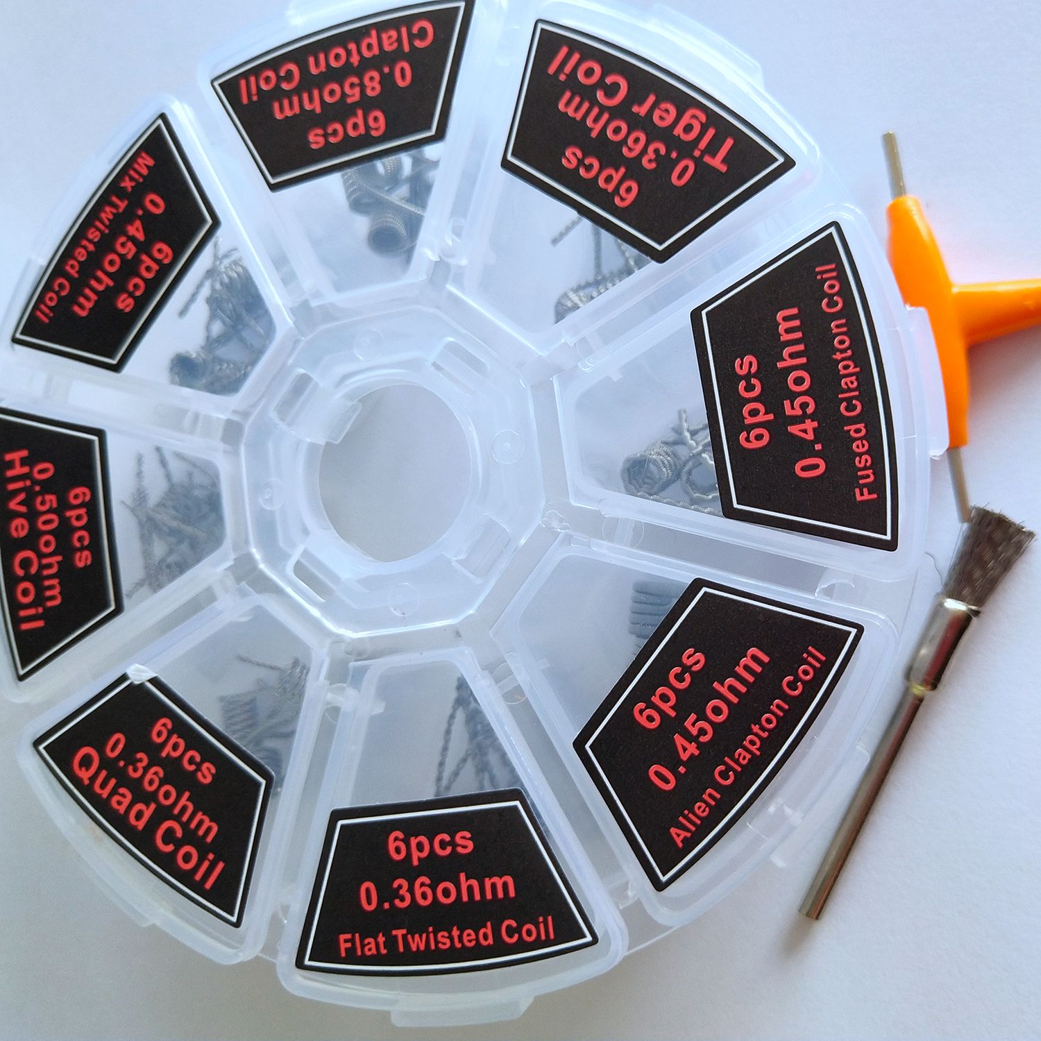 WSFS 8 in 1 Clapton Coil platte twisted Mix twisted Fused clapton Alien Clapton Premade Coil with cleaning brush tool sets