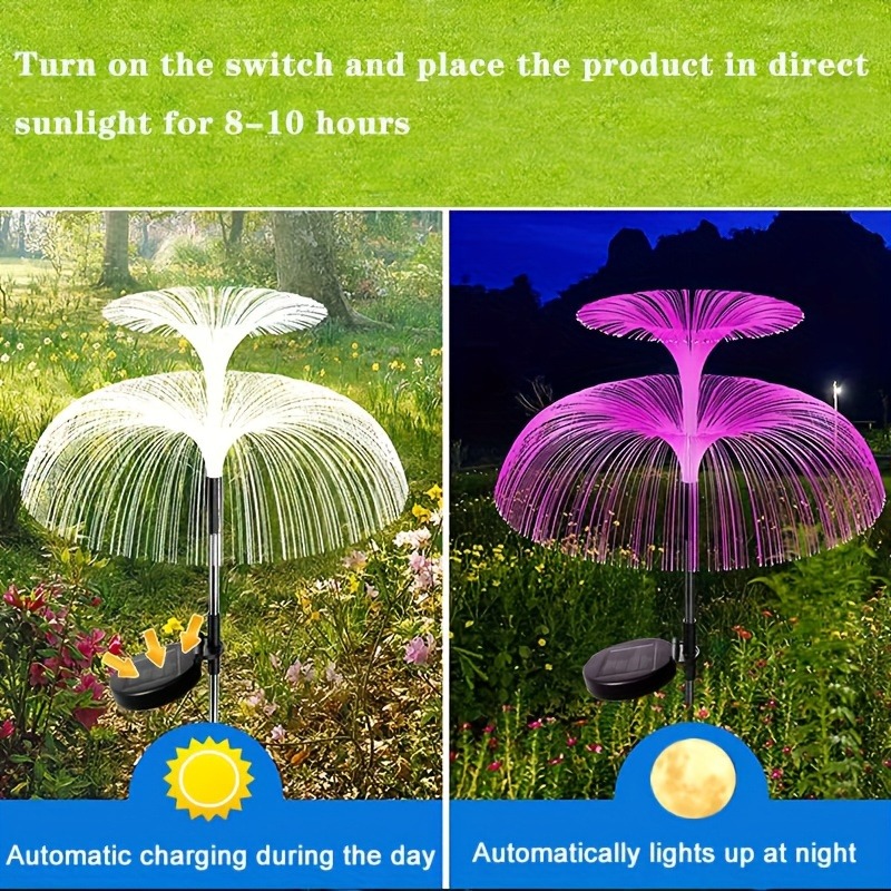Luces solares para jardín al aire libre, 7 colores, estaca Solar Variable, luces de caña de medusas, luces solares que cambian de Color para exteriores, 1 ud.
