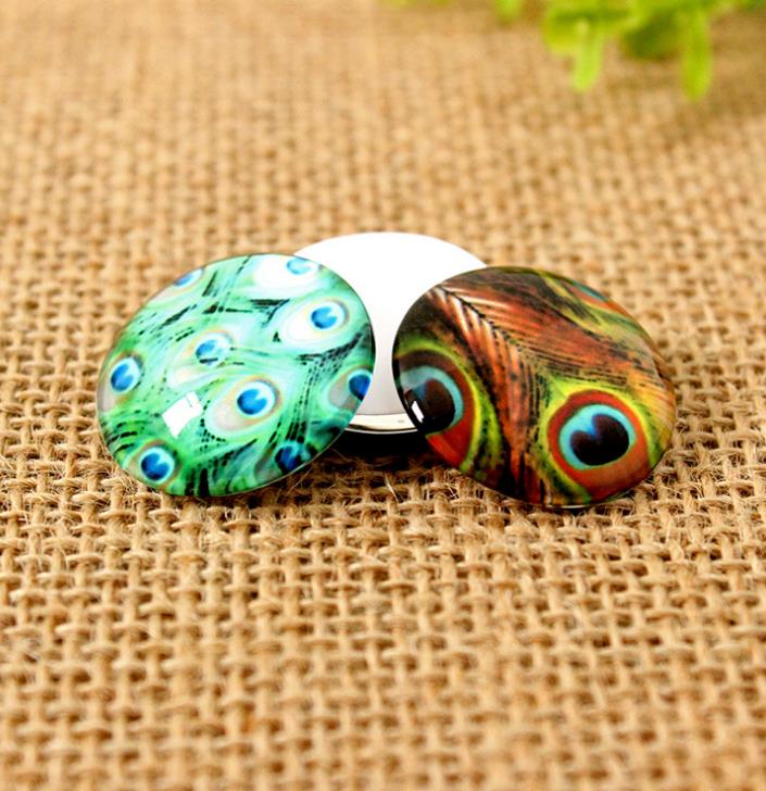 Fina pluma de pavo real DIYself-adhesion mosaico redondo de vidrio mezclado Arte colorido Material artesanal botella de cristal florero decorativo