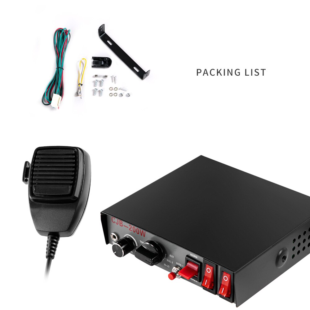 YHAAVALE 200W Car Police Siren,CJB9 tone Wired Amplifier with Handheld Mic,Electronic Emergency Warning PA System for Vehicle