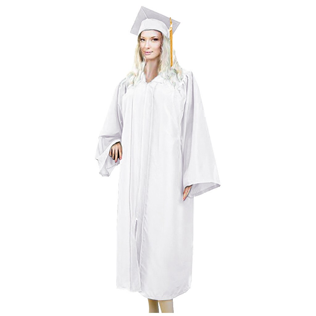 Vuxen ungkarl dräkter+hatt set universitetsexamen klänning student gymnasieuniformer klass team bära akademisk klänning #a3: Vit / M