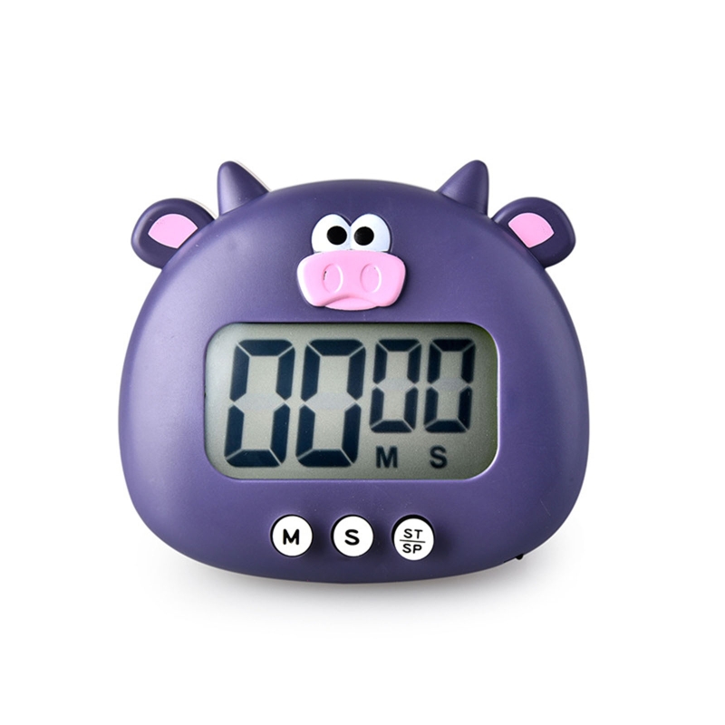 Cute Cartoon Animal Countdown Timer Frog/Cow Digital Cooking Timer: Maverick blue purple