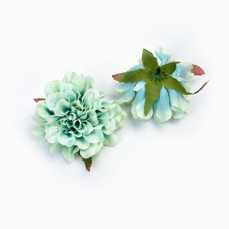 2 stk kunstig blomst 9cm rosepæon silke blomsterhoved til bryllupsfest hjemmedekoration gør-det-selv-krans scrapbogsboks: Tiffany blå