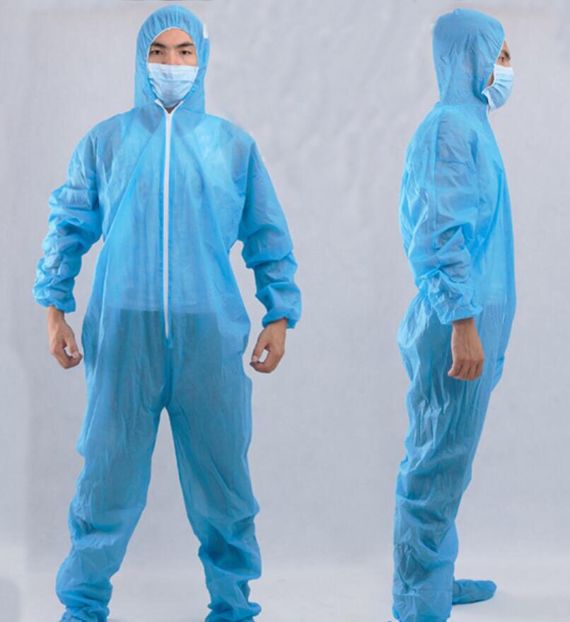 Unisex Disposable Water Oil Resistant protective Work Safety Clothing Spary Painting Decorating Protection Clothes Overall Suit: PP-Lightblue / M