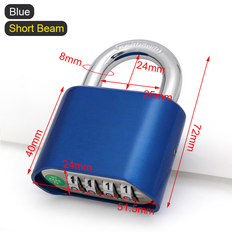 Strong Combination Lock Outdoor Waterproof for Gate Fence Gym Sports Locker Password Number Cabinet Door Padlocks: Blue Short Beam