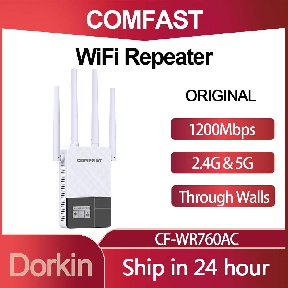 Comfast CF-WR760AC 1200Mbps Smart Oled-scherm Wifi Repeater Dual Band 2.4G &amp; 5G Draadloze Extender Signaal Wifi bereik Versterker