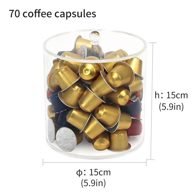 Acessórios de armazenamento de cápsulas de café caixa de acrílico desktop à prova de poeira rack de armazenamento transparente aleta café do agregado familiar: 70 capsules