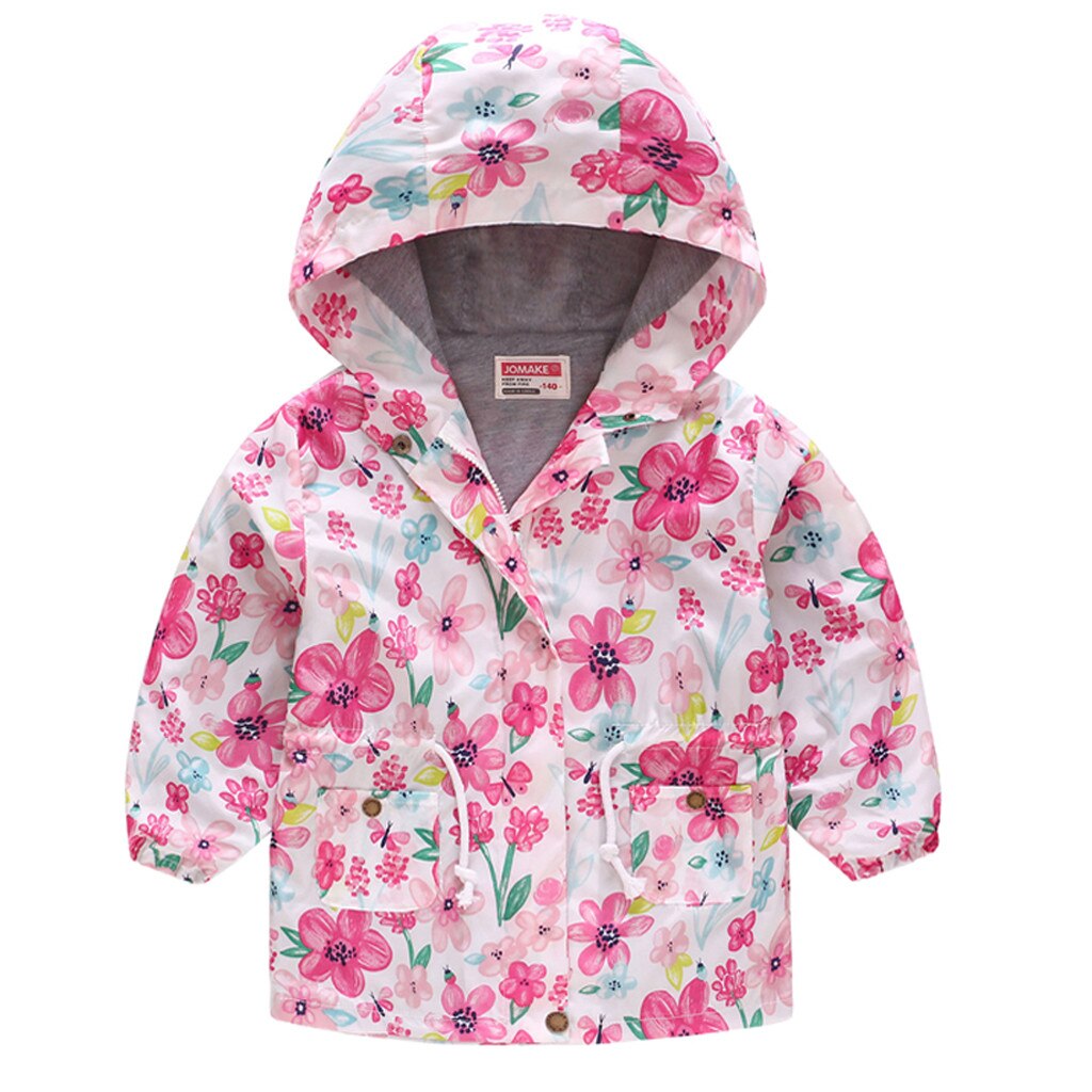 Manteau à capuche pour enfant fille, sweat-shirt à motif Floral, coupe vent, collection printemps-automne: PK / 110