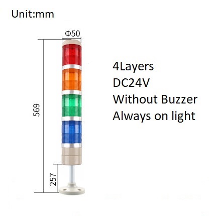 Stack Lamp Industrial Machine Emergency LED Warning Light Tower Straight Rod Disk Base DC12V/24V AC110V/220V without Buzzer: 4Layers 24V no Buz
