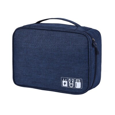 Sac de réception d&#39;accessoires numériques multifonctions, Polyester imperméable, chargeur de câble USB, alimentation Mobile, organisateur d&#39;emballage de voyage: Bleu profond