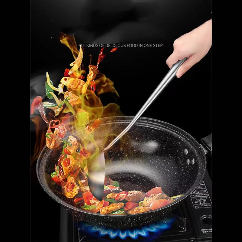 Espátula Wok de acero inoxidable 304, utensilios de cocina de Metal, cuchara giratoria ranurada, cucharón, herramientas de cocina, juego de utensilios, accesorios de cocina