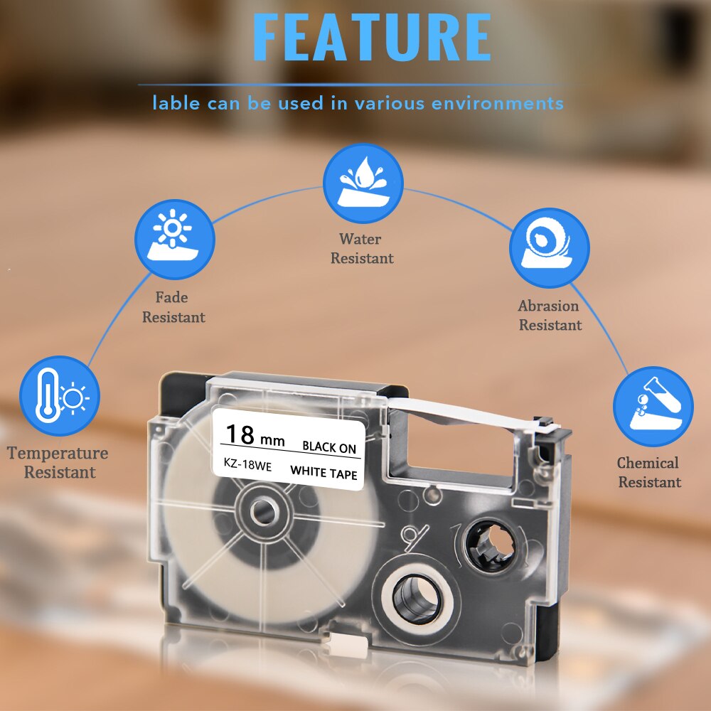 Absonic 3PCS 12mm*8m Compatible For Casio XR-12WE Labels Tape Tags Maker Tapes Cassette Replace For Casio XR-12WE Black on White