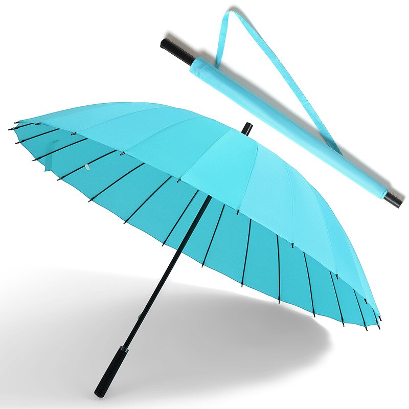 YRYP pluie parapluie hommes femmes 24K verre fibre parapluie forte coupe-vent poignée femmes paraguay: Light Blue