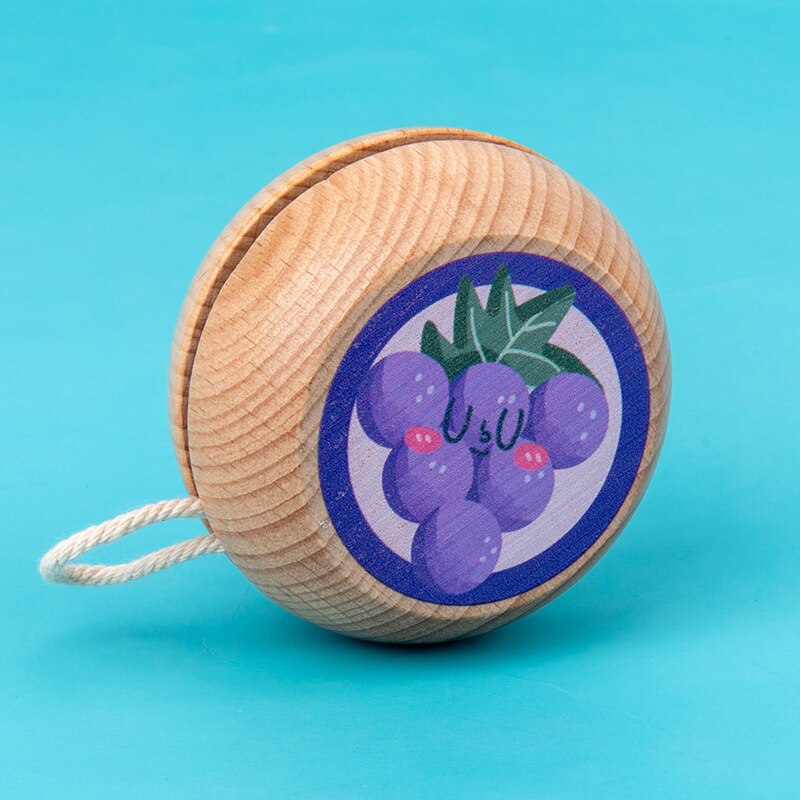 Bola de YOYO de dibujos animados de madera para niños, 6 estilos, juguetes para niños, agarre/movimiento, desarrollo de habilidad, juguetes clásicos chinos para niños: Amarillo