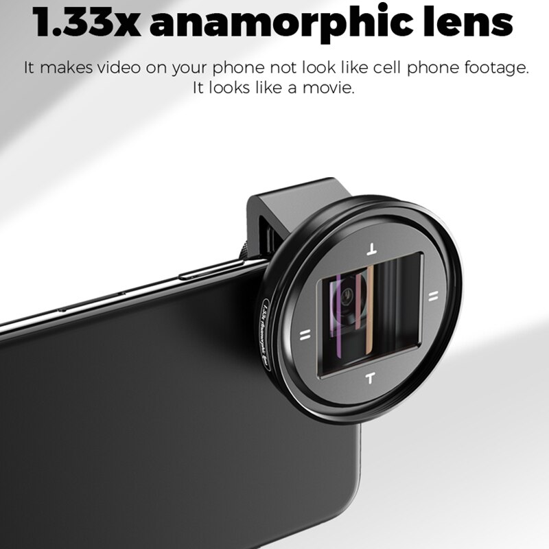 Apexel 1.33X Anamorphic Mobiele Lens 4K Uhd Breedbeeld Film Lens Vlog Vervorming Lenzen Voor Iphone Samsung Smartphones