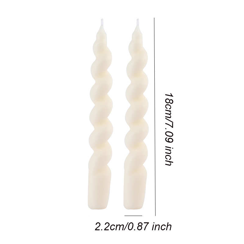 2 Stuks Lange Versierd Kaarsen Spiraal Vormige Geurkaars Home Decor Accessoires Lange Staaf Twisted Aroma Kaarsen Huishoudelijke Kaarsen: WHITE