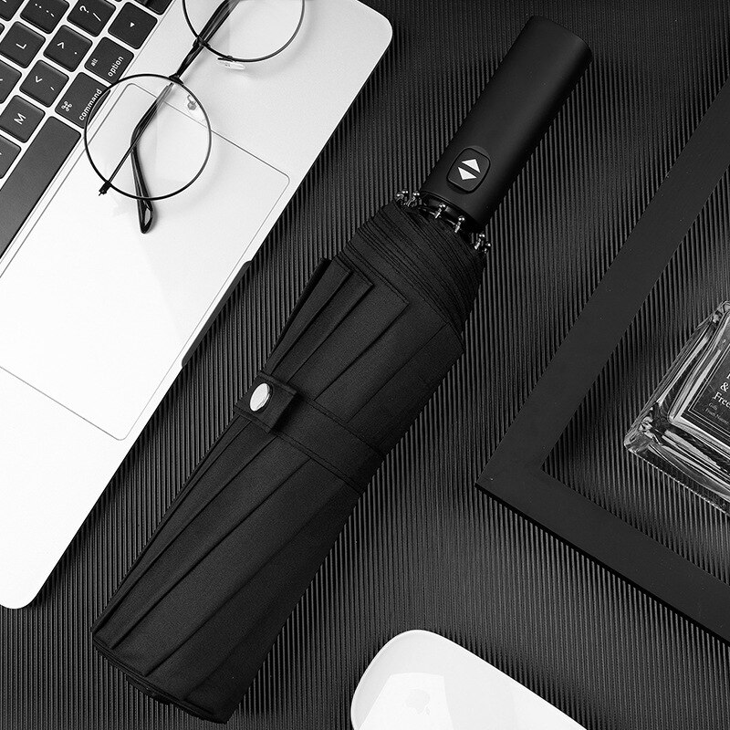 Folding Fully-automatic Umbrella 12 Bone Weatherproof Umbrella Men's Business Automatic Rainy Advertising Umbrellas arc 123cm