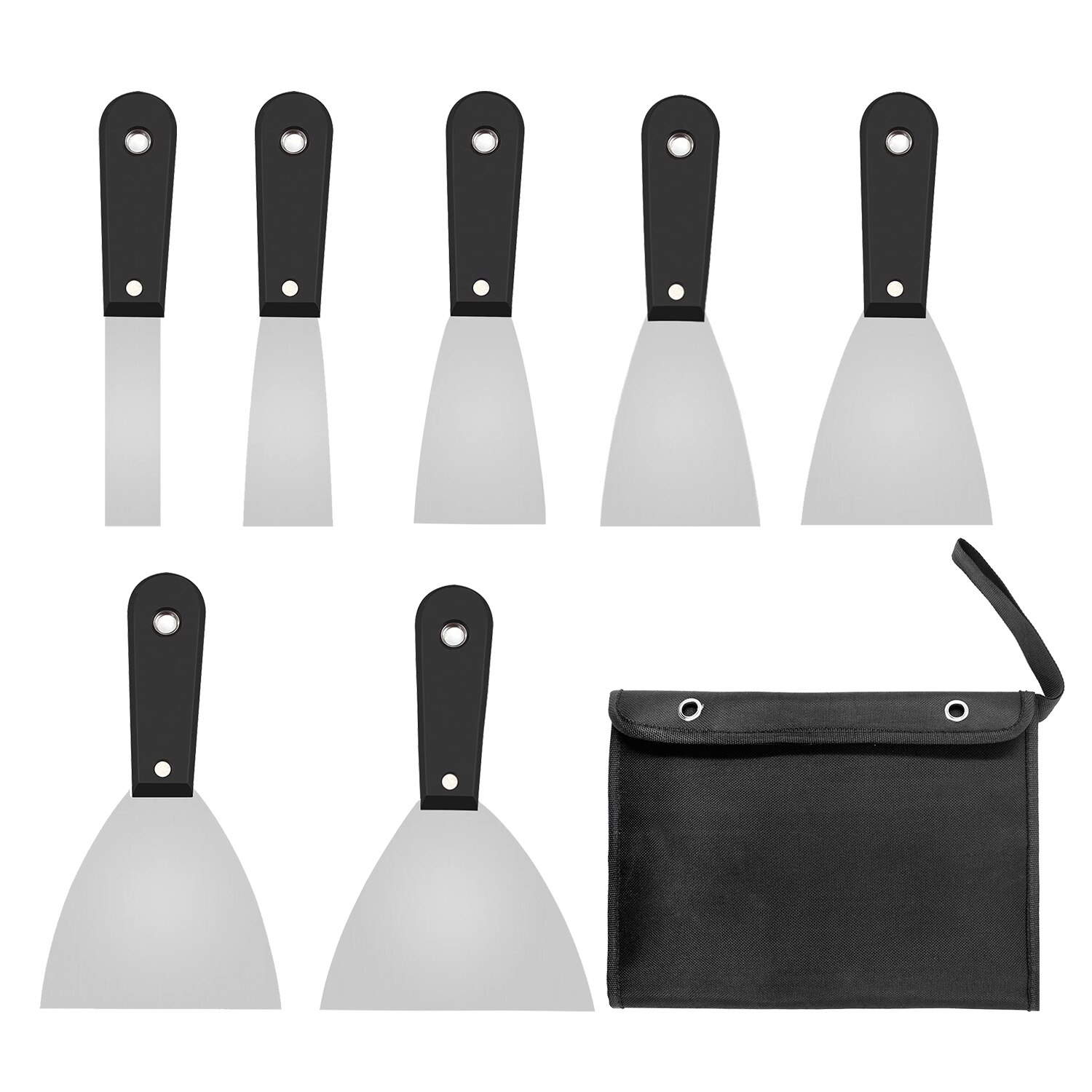 PENGGONG 7Pcs Multiple Specification Paint Shovel Wall Putty Scraper Portable Putty Knife Set 1 inch to 5 inches Kits