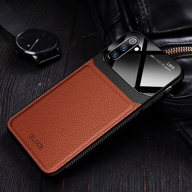 Чехол honor 9a przypadku skóry pleksi pokrywa ochronna dla huawei honor 9a coque fundas honor9a xonor 9a a9 moa-lx9 6.3'': honor 9a / brązowy