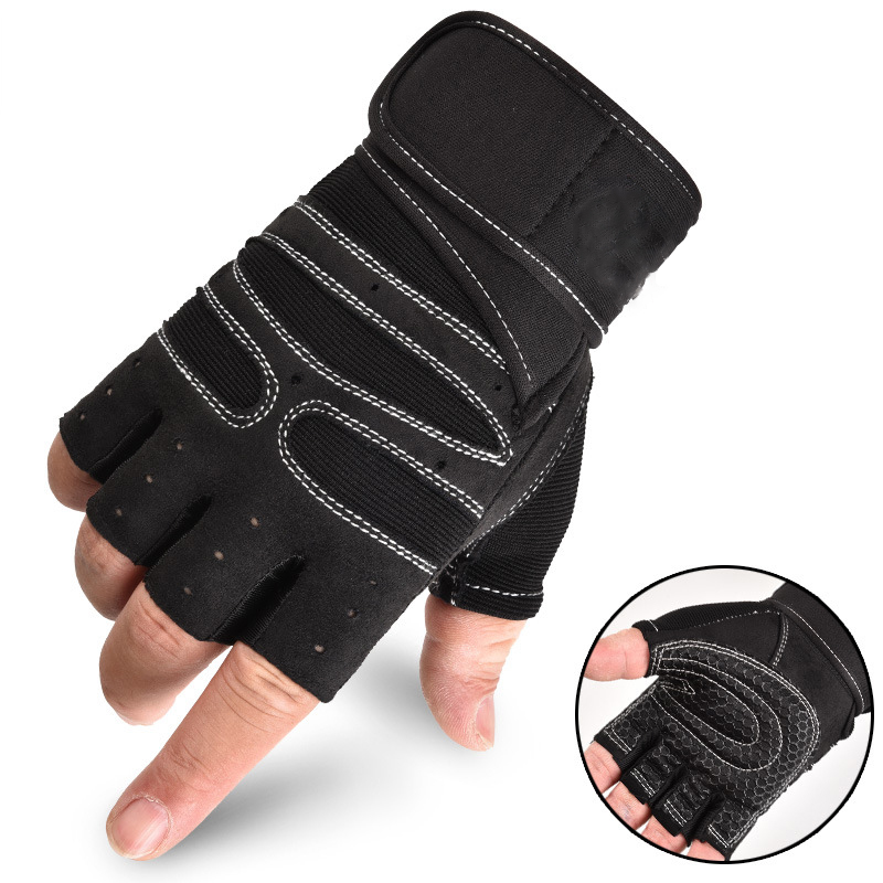 Gants d'haltérophilie hommes femmes quatre saisons gymnastique bracelet gants de Fitness équipement d'haltères sport cyclisme gants antidérapants: Gris clair / L