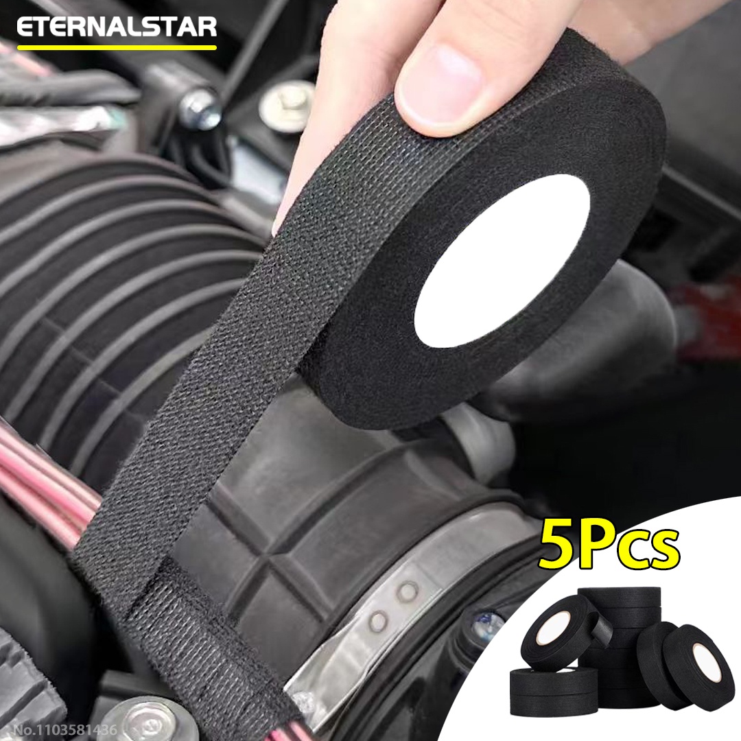 Cinta eléctrica resistente al calor para arnés, cinta adhesiva de tela impermeable aislante para automoción, 5 piezas