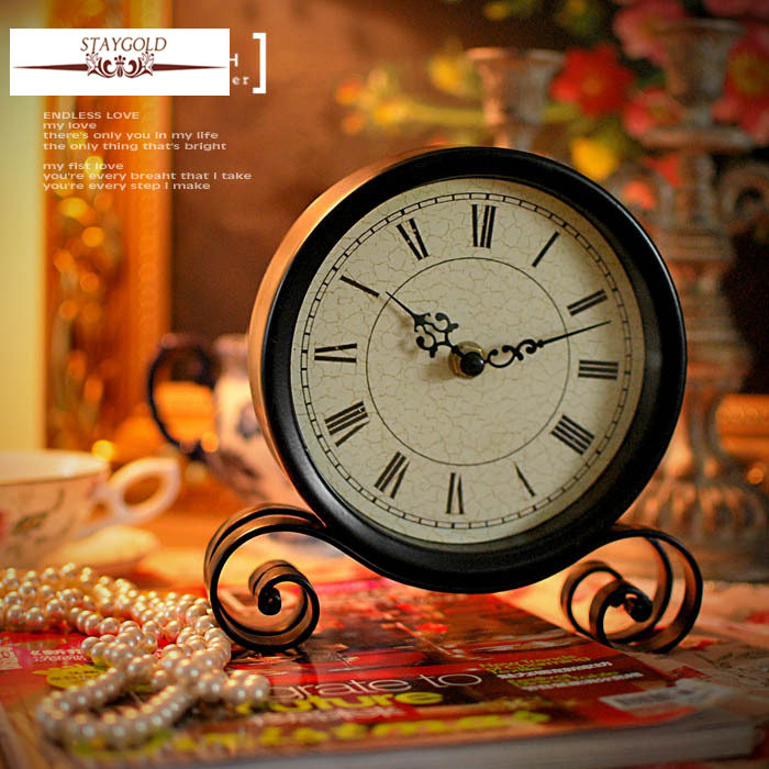 Zakka Vintage Zwart Metalen Art Tafelklok Horloge Desktop Klok Vintage 18.5*15*4 cm