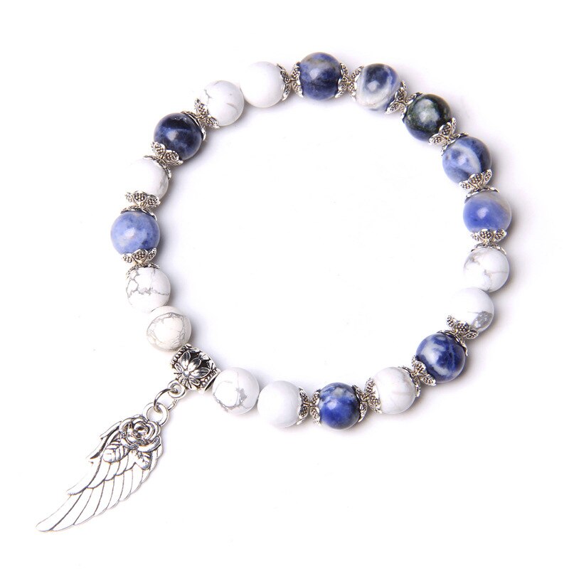 Engel FlüGel strecken Stein Armbinde Wertschätzung Gutherzig Danke Freundschaft Korn Armbinde FlüGel Charme Anti-silvertone Überzug: Blau