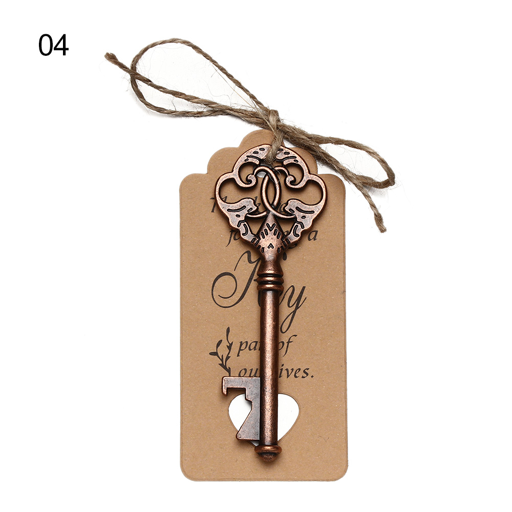 1PC Retro Key Shaped Bottle Opener Wine Keychain Souvenir Card Label Pendant Beer Opener Wedding Party Kitchen Accessories: type2-4