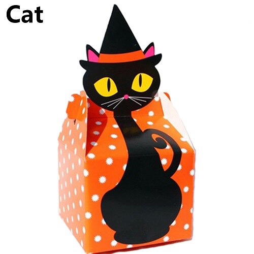 3/6pcs Halloween Paper Treat Boxes Trick or Treat Party Favor Loot Candy Box Halloween Home Party Decor Kraft Bag: Cat / 3pcs