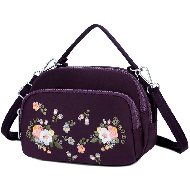 RUWB Stickerei Frauen Bote Taschen Weibliche Kleine Schulter Tasche Jahrgang Crossbody Für Dame Handtasche oben-griff Tote Bolsa Feminina: Lila