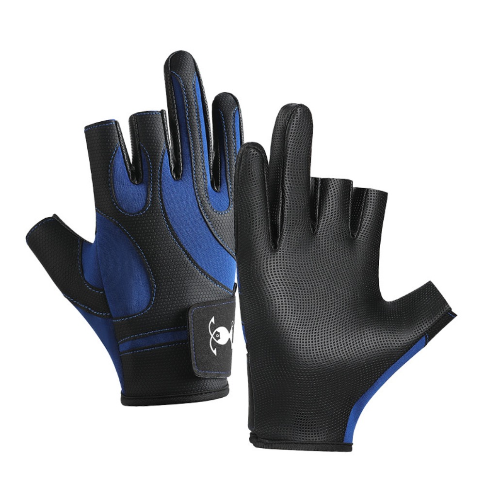 Vissershandschoenen met drie vingers Antislip Ademend Sportfietshandschoenen Slijtvast Zonbestendig Herenhandschoenen Nautische sporten: Rood