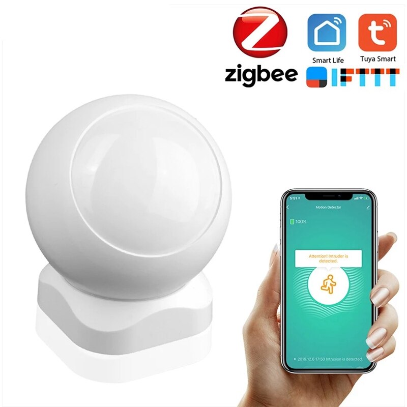 Tuya Powered ZigBee PIR Motion Sensor Wireless Passive Infrared Detector Security Burglar Alarm Sensor Tuya/SmartLife APP Contro