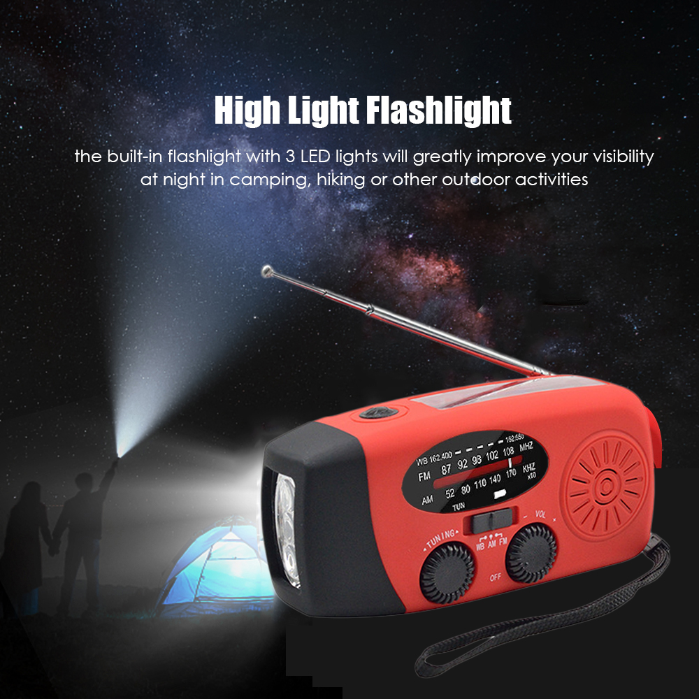 Emergency Hand Crank Radio with LED Flashlight for Emergency AM/FM NOAA Weather Radio Dynamo Radio for Camping Emergency