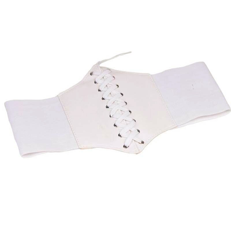 Sommer ekstra bred elastisk stram bælte sommer snøring korset slips høj talje slankende bælte krop forme bånd: Hvid