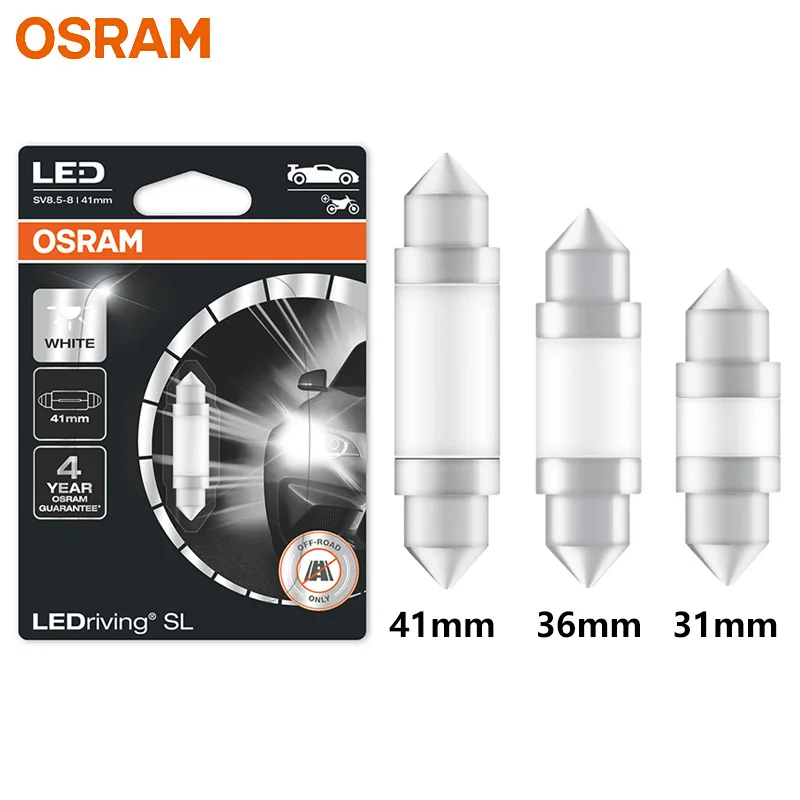 OSRAM LED Festoon 31mm 36mm 41mm C5W Fest LEDriving SL Advance Car 6000K lámpara de luz blanca puerta Interior leer bombilla para matrícula