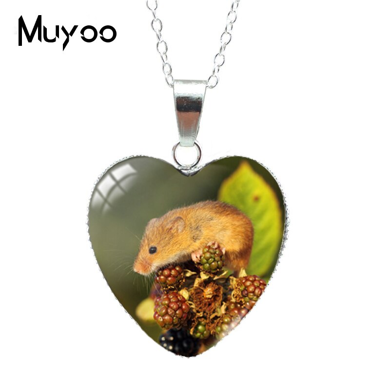 Cute Pets Animal Mouse Funny Hamster in the Bag Heart Pendant Necklace Jewelry for Kids HZ3