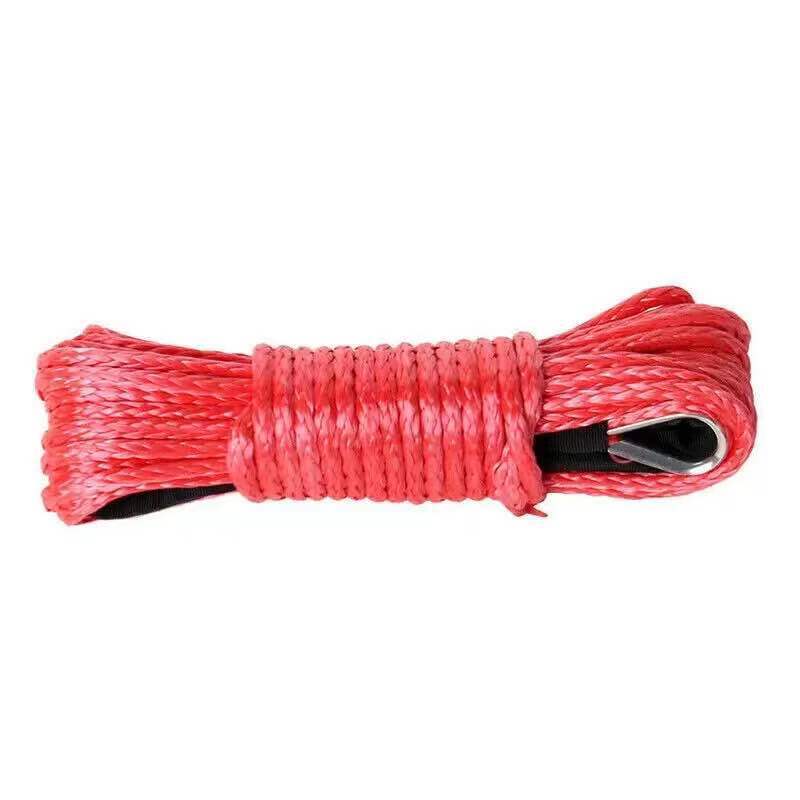 Corde de treuil synthétique pour voiture de récupération tout-terrain, ULde treuil, Rock Guard, RL UTV, chasse-neige, accessoires de remorquage, 4x4, 50 pieds, 1/4 pouces, 15m x 6mm: Rouge