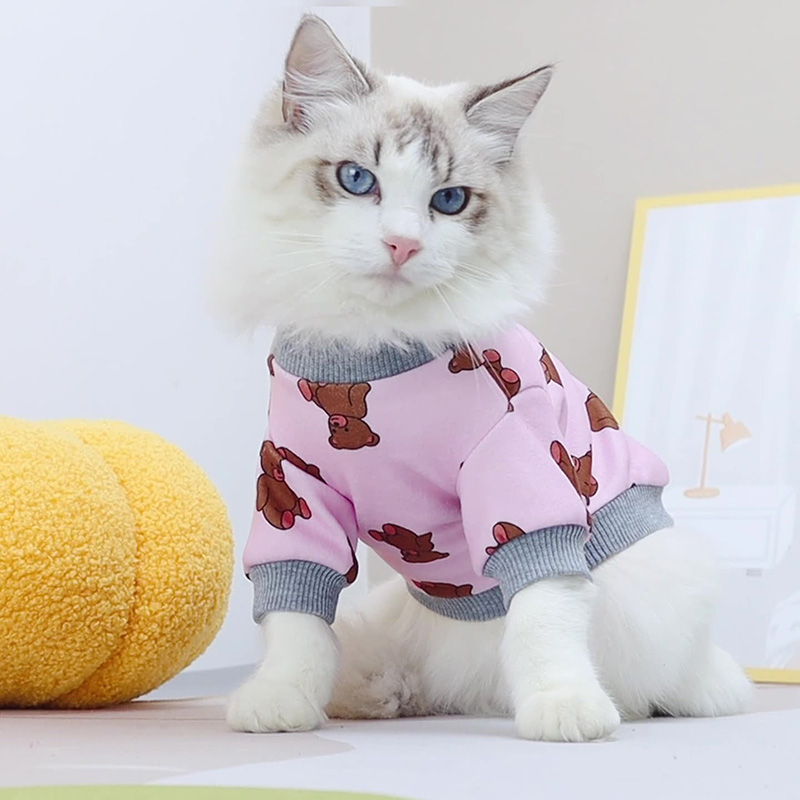 Cute Cat Printed Coat Spring Summer Pet Clothes for Small Medium Cats Dogs Casual Home Costume Kitten T-shirt Pet Clothing S-XXL