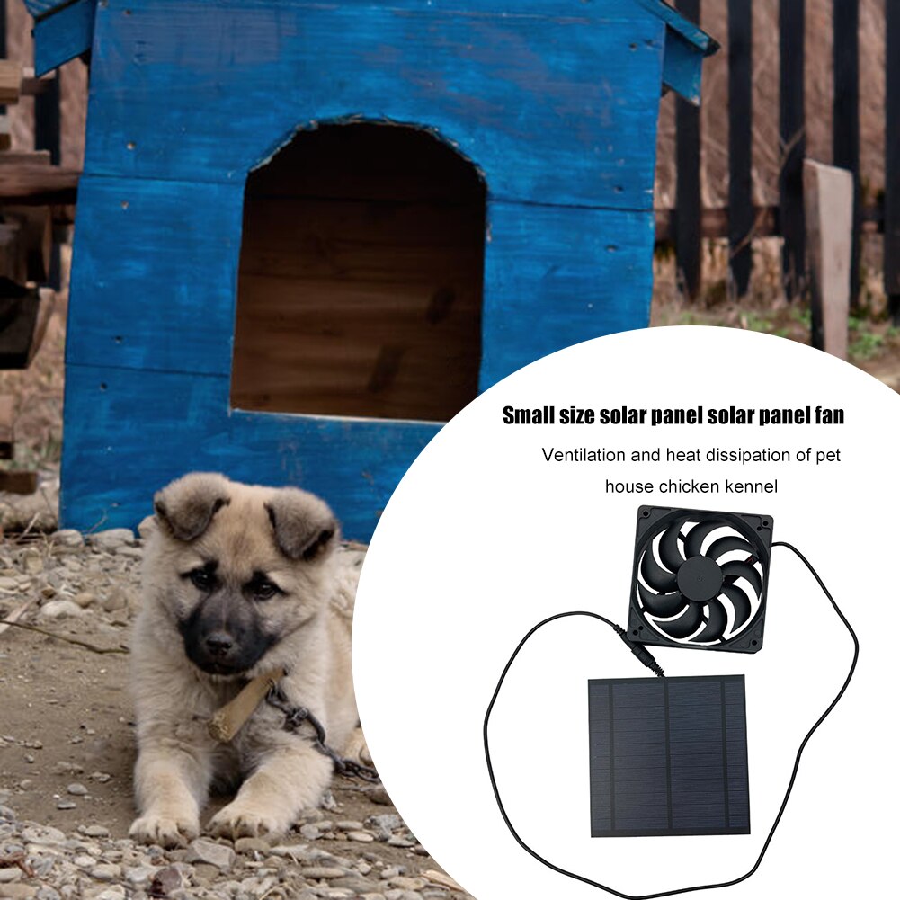 Portable 5W 6V Outdoor Exhaust Fan Air Extractor Mini Solar Panel Powered Ventilator Fan for Dog Chicken Pet House Greenhouse