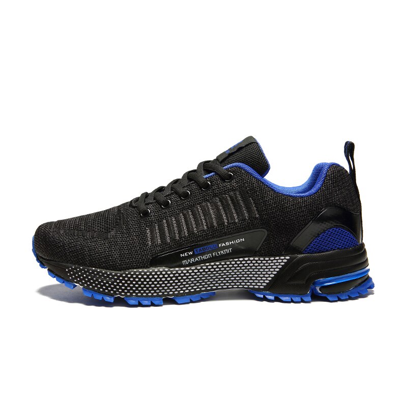 Zapatos de Golf transpirables para hombre, zapatillas de deporte masculinas para deportes al aire libre, con agarre fuerte, de punto, con cordones, estilo informal, para adultos, novedad de: black blue / 41